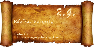 Rács Gergely névjegykártya